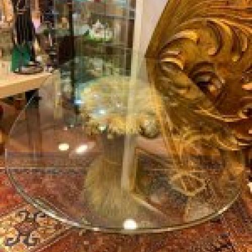 Mesa “Gerbes de blé”, madera tallada y dorada, siguiendo Coco Chanel, 60´s   Francia