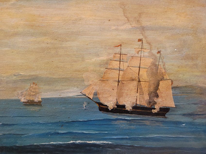 Ó/T “Batalla Naval” Pintura de Marinas, s. XIX – Francia