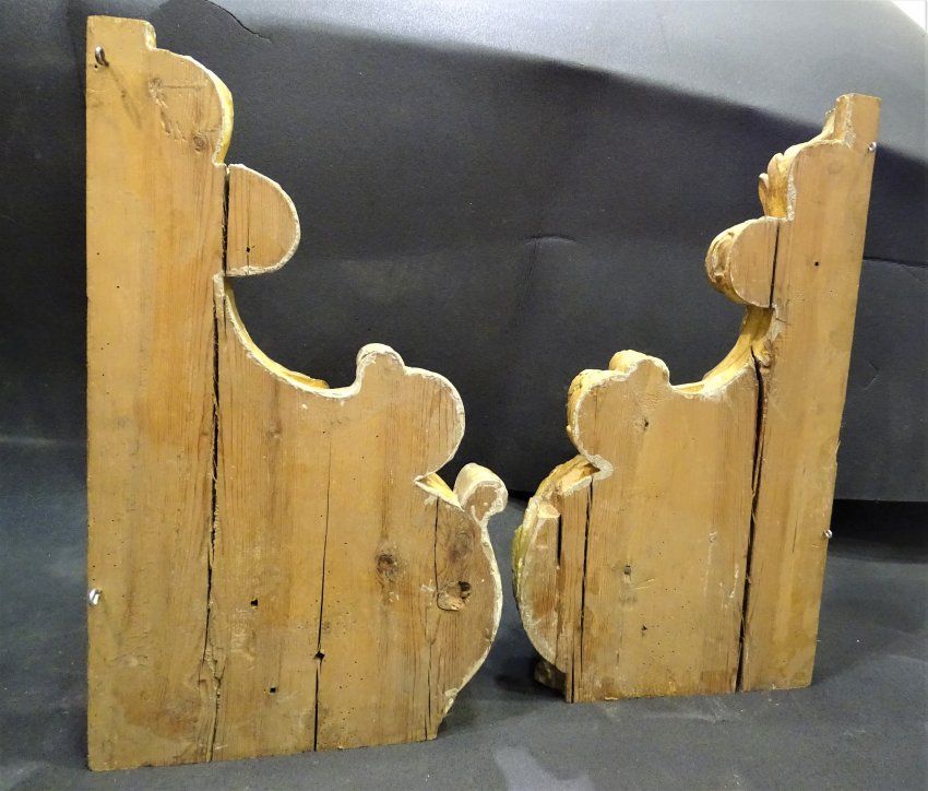 Pareja de volutas barrocas, fragmento de retablo, SXVIII