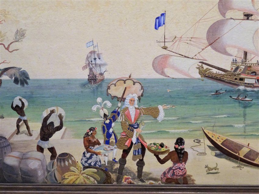 Óleo sobre lienzo "El descubrimiento de las Antillas" Salvador Palet, 1913