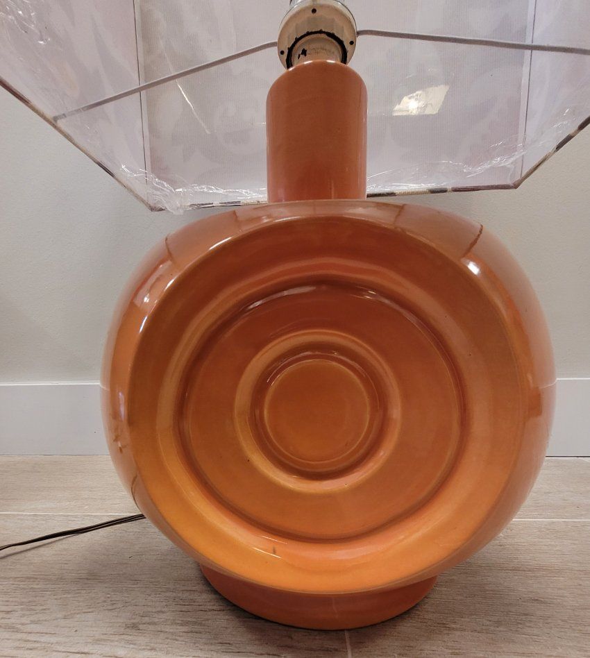 Lámpara cerámica naranja, Alemania, años 60.