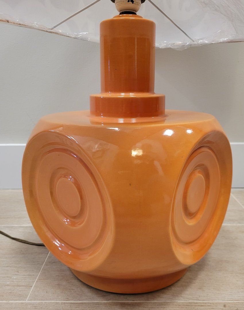 Lámpara cerámica naranja, Alemania, años 60
