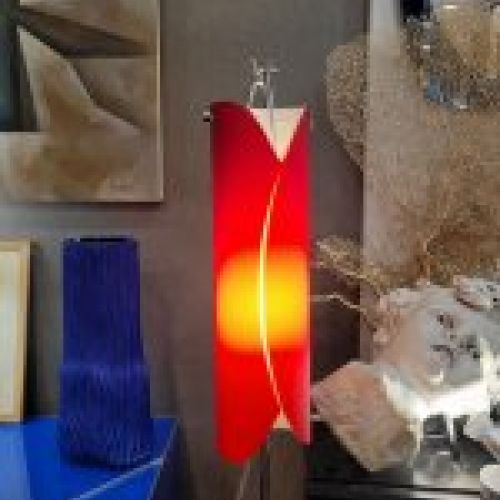 (2) Lámpara de pie en Murano Rojo, Vivarini para Roche Bobois   Italia