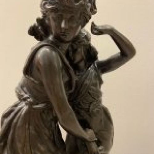 Grupo escultórico en bronce pavonado, Hyppolyte F. Moreau, s. XIX   Francia
