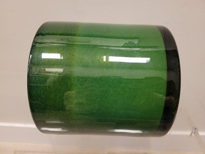 Centro de mesa verde, cristal soplado, años 90´s   Italia