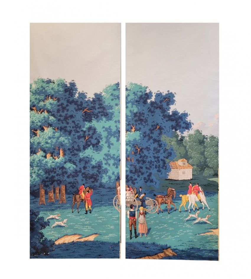 Pareja de paneles pintados a mano, De Gournay, finales S.XX – Francia