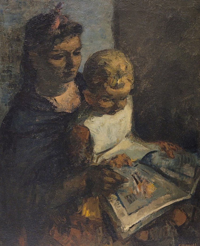Ó/L, “Enseñando a leer”, Gustave Camus, 1943   Bélgica