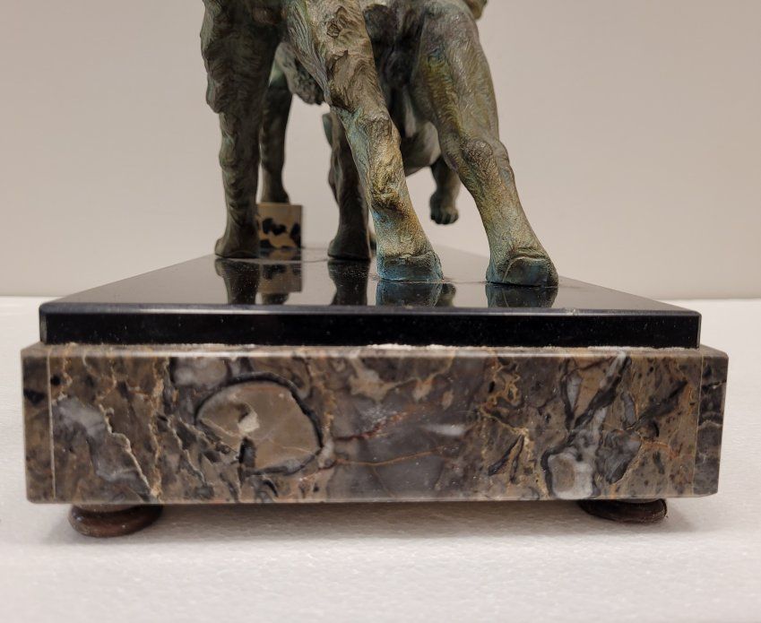 Escultura Broce "Perros Cazando” Clovis Masson, Art Déco   Francia