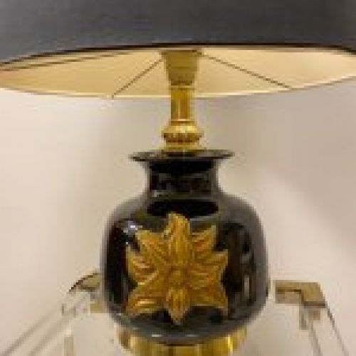 Lámpara italiana en cerámica negra, Cenacchi, años 70   Molinella, Italia