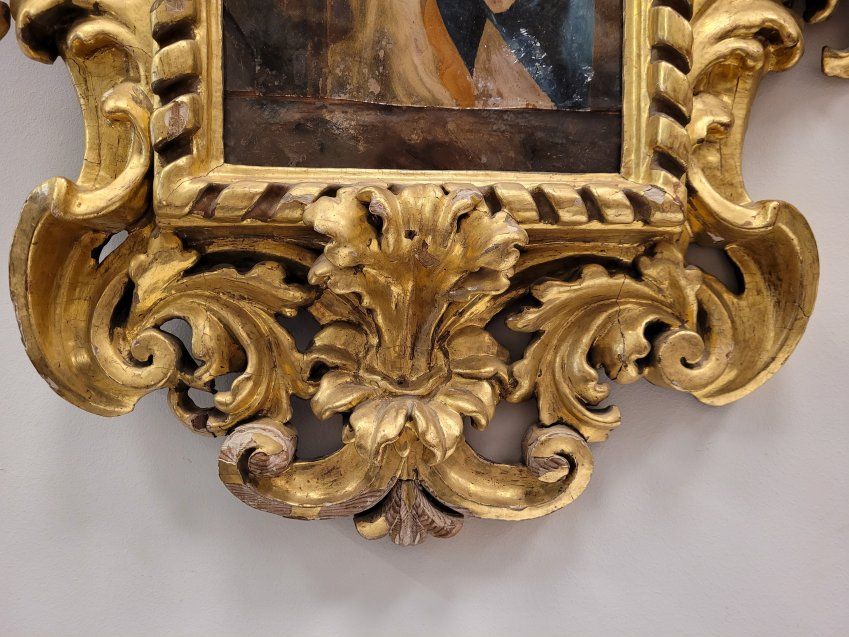 Pareja de cornucopias con vidrio policromado, S.XVIII   Escuela andaluza
