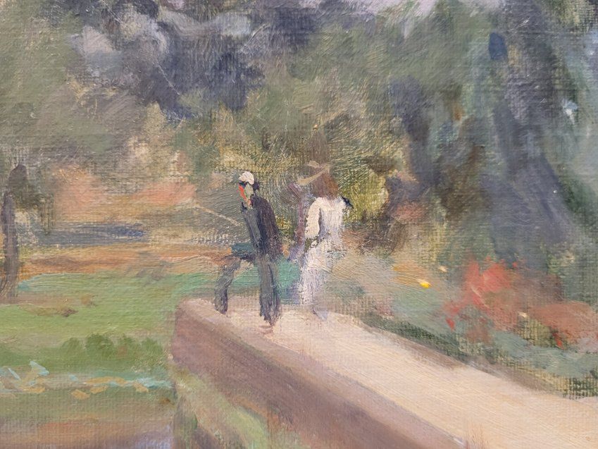 Ó/L “Pescador en un río”, impresionismo, finales S.XIX – Escuela francesa, Escuela catalana