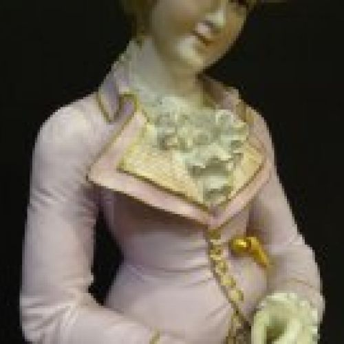 Figura biscuit dama, Manufactura Sitzendorf, s. XIX