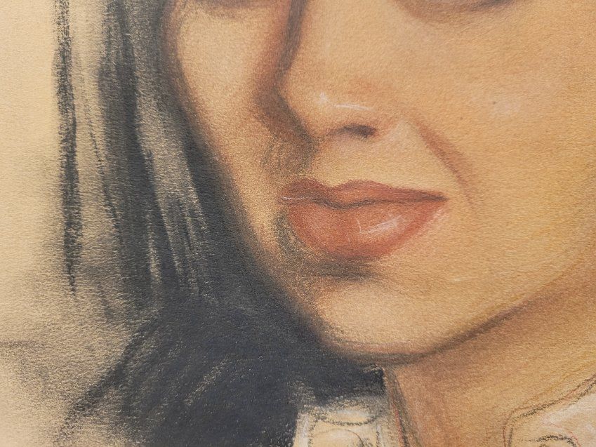 Retrato femenino, carboncillo y pastel, José Manuel Capuletti, s. XX