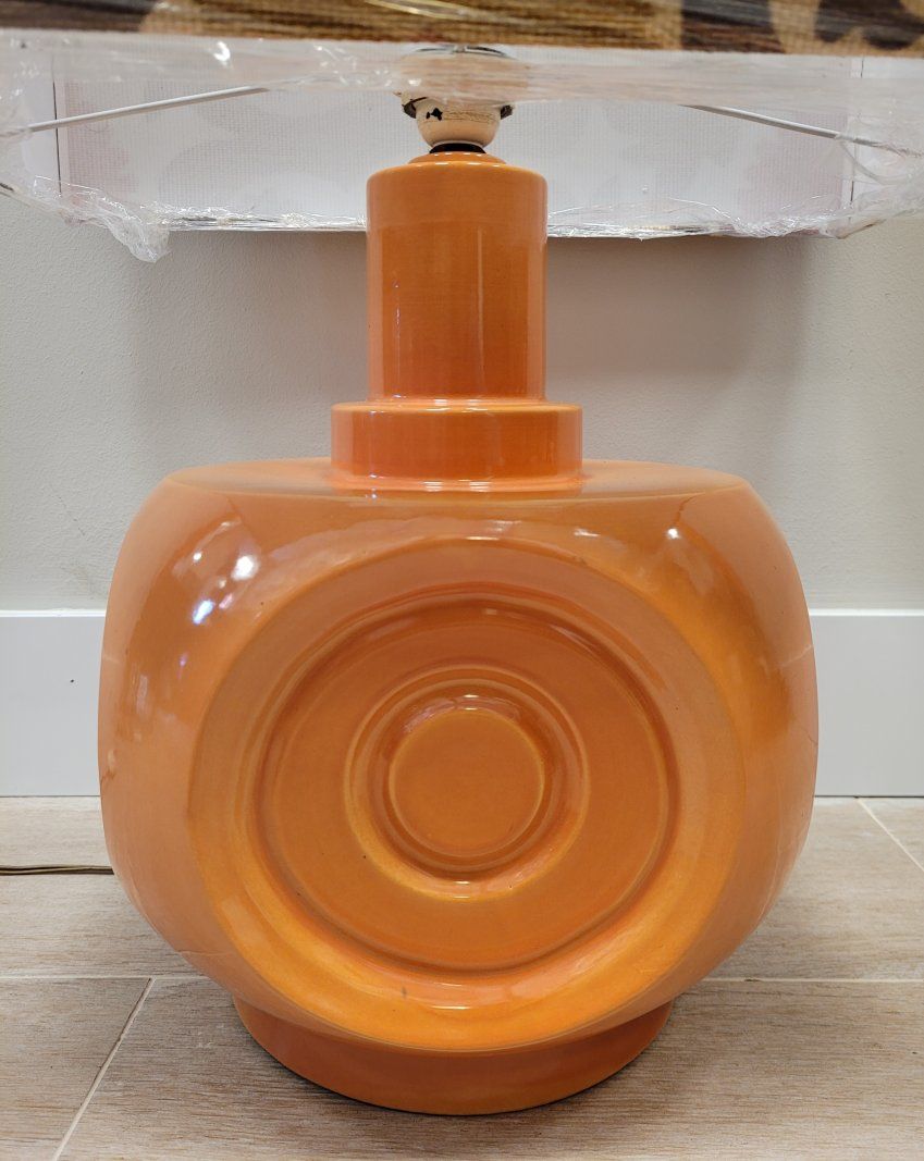 Lámpara cerámica naranja, Alemania, años 60.