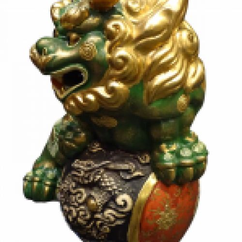 Pieza en cerámica León de Foo japonés, Satsuma