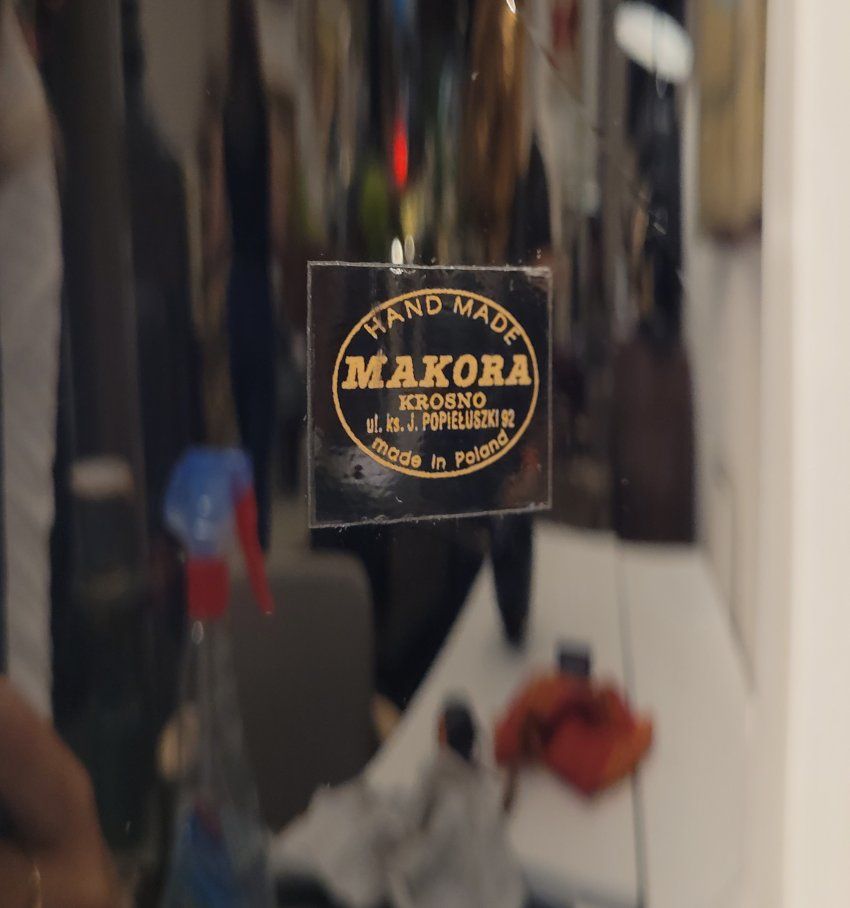 Gran jarrón “Makora Krosno” Cristal soplado Negro, 70’s – Polonia