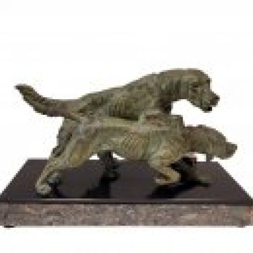 Escultura Broce "Perros Cazando” Clovis Masson, Art Déco   Francia