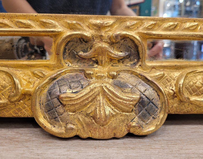 Espejo "Glace Luis XIV", Madera tallada y dorada   Francia